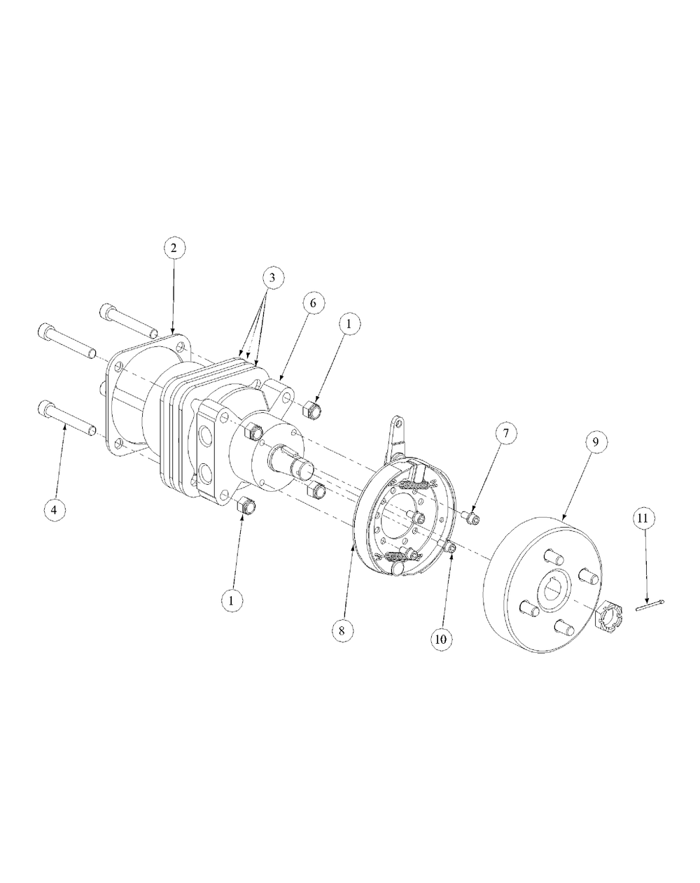 Brake Motor Mount And Hub Diagram and Parts List for M60-KH (53AB5BDX150-27-HP)(2003) Cub Cadet Lawn Tractor